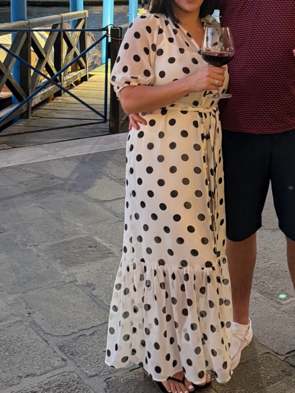 Polka Dot White and Black Sleepwear Top